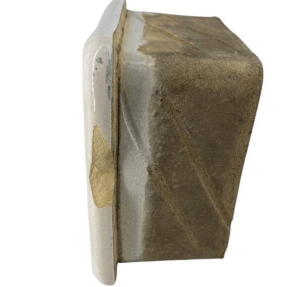 Vintage Ceramic Inset Toilet Paper Holder Rectangular Flawed Antique Art Deco - Picture 7 of 15